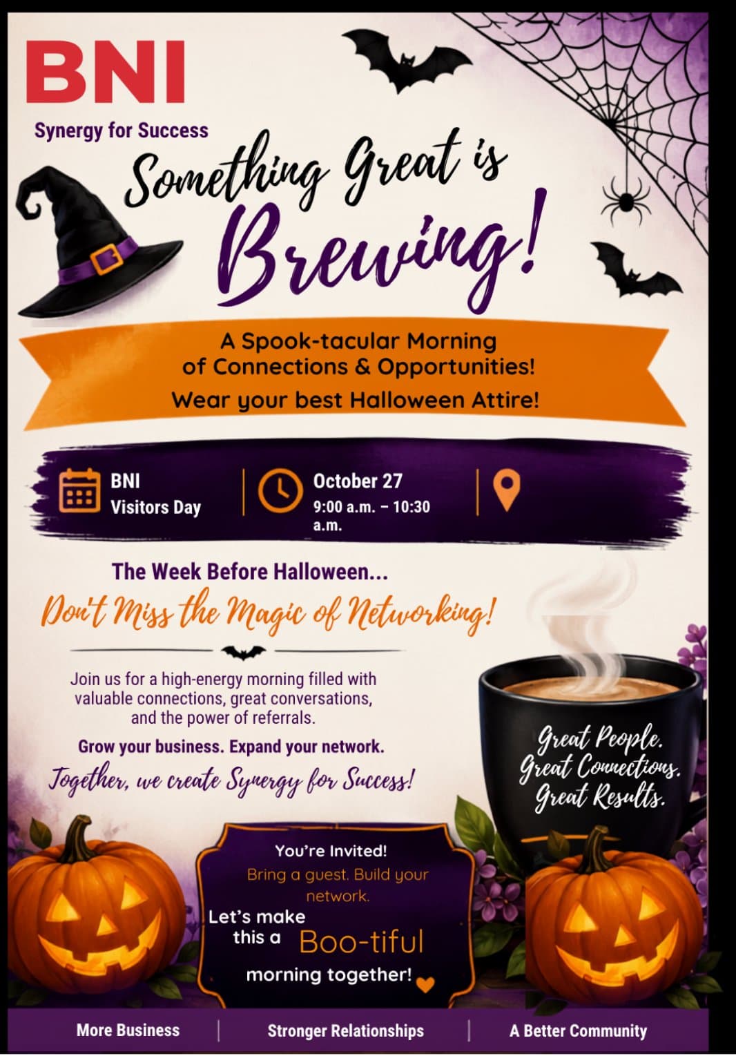 Flyer: Spook-tacular BNI Meeting (VISITOR DAY!)