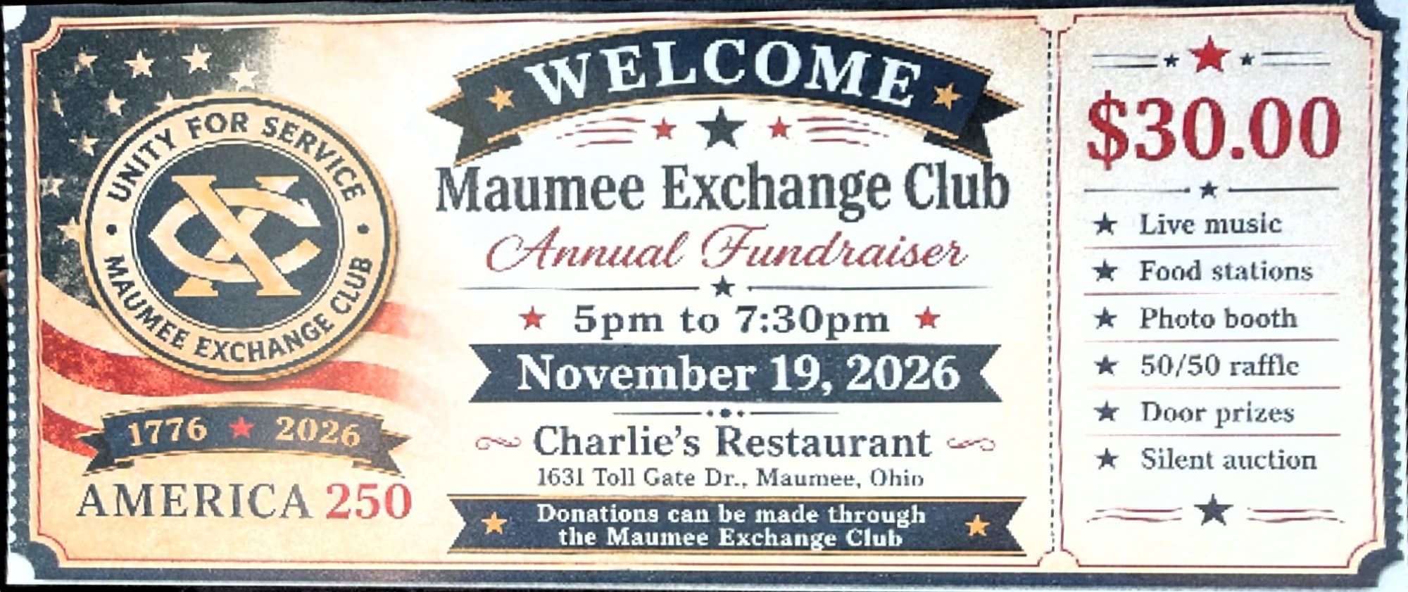 Flyer: Maumee Exchange Club Annual Fundraiser